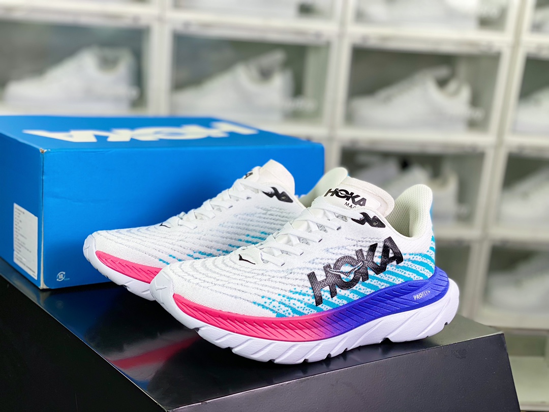 Men [HOKA] ONE ONE Bondi 8 Low series low-cut thick-soled jogging shoes ”Mesh White and Blue Pink” 1127893/ WSBB