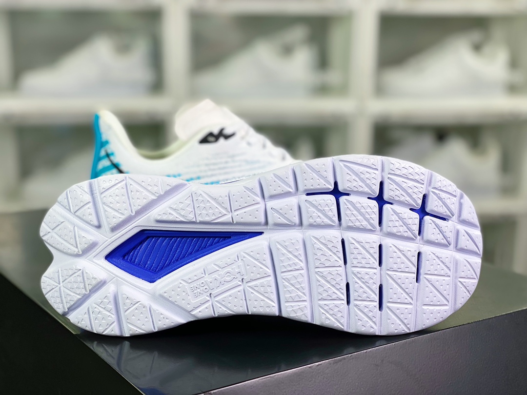 Men [HOKA] ONE ONE Bondi 8 Low series low-cut thick-soled jogging shoes ”Mesh White and Blue Pink” 1127893/ WSBB