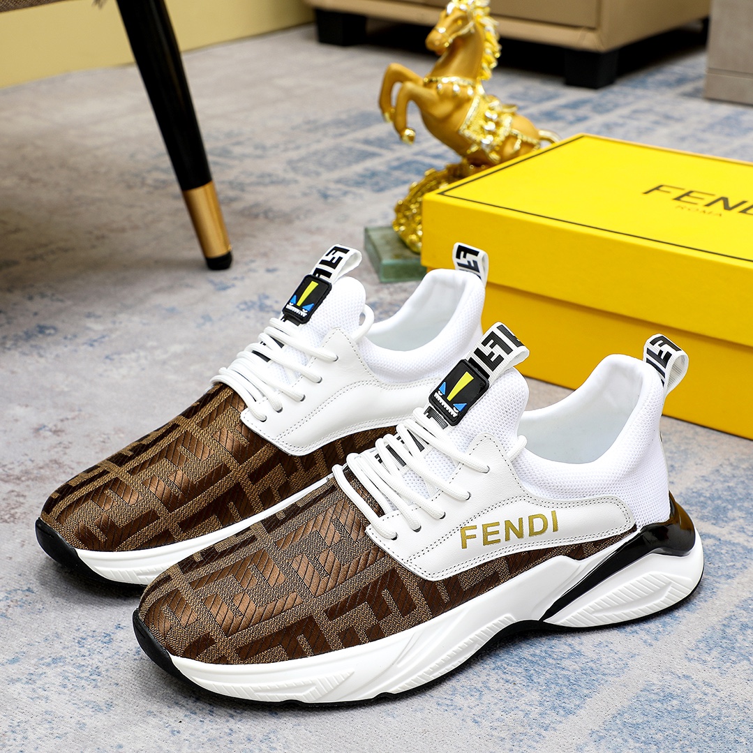 Factory precio [FENDI] Fendi clásico cómodo de los hombres, este entrenador sofisticado es hecho a m