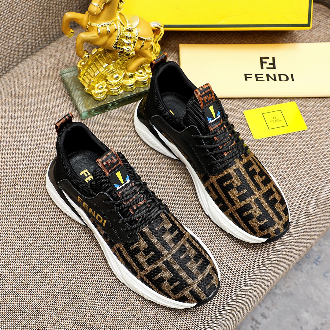 Factory precio [FENDI] Fendi clásico cómodo de los hombres, este entrenador sofisticado es hecho a m
