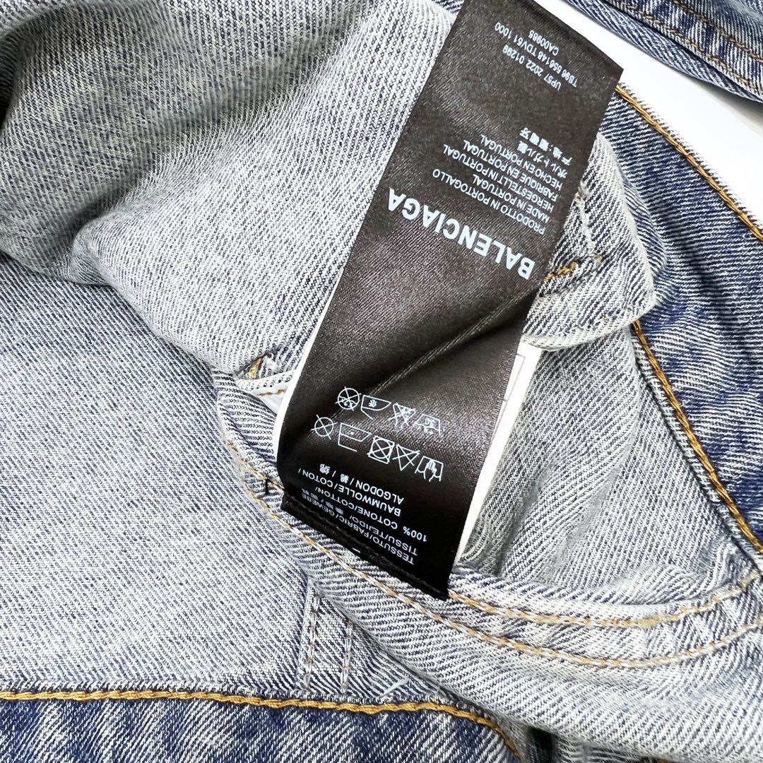 300 Balenciaga/巴黎世家字母印花宽松水洗牛仔外套
