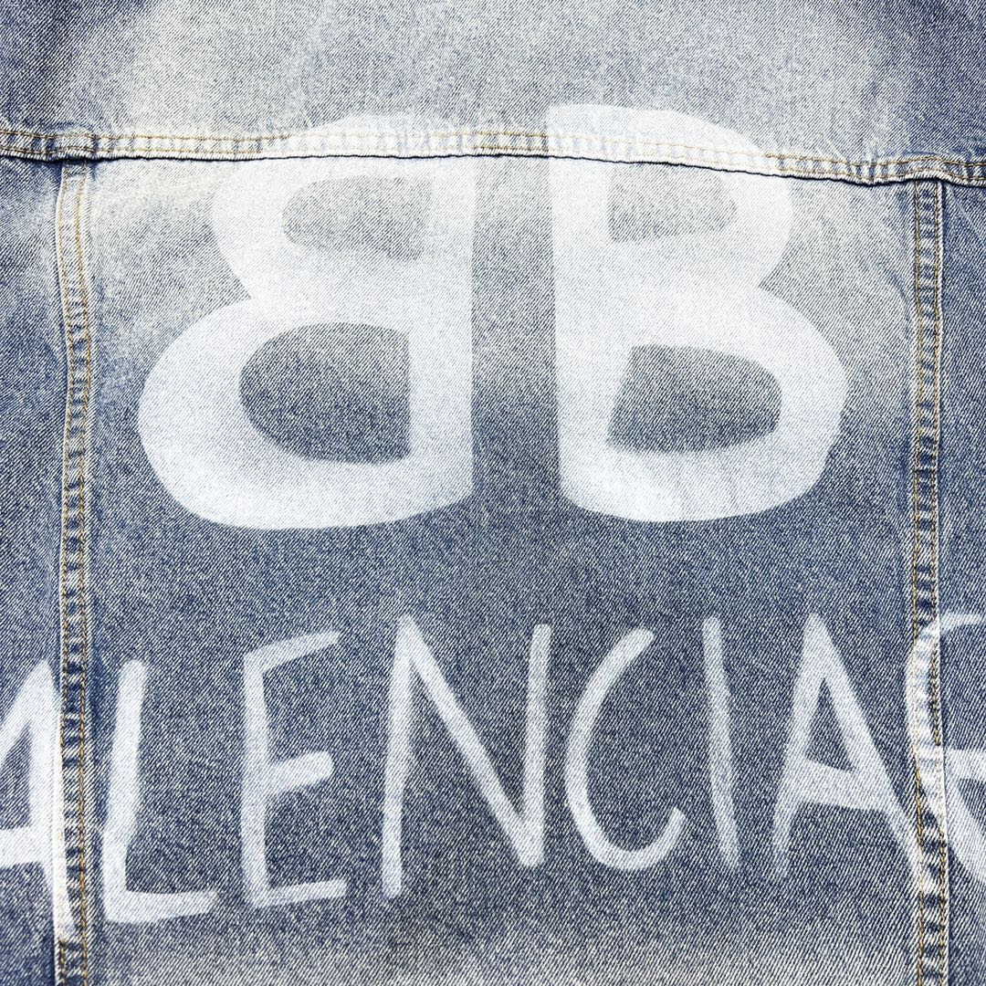 300 Balenciaga巴黎世家 双B涂鸦夜光水洗牛仔外套
