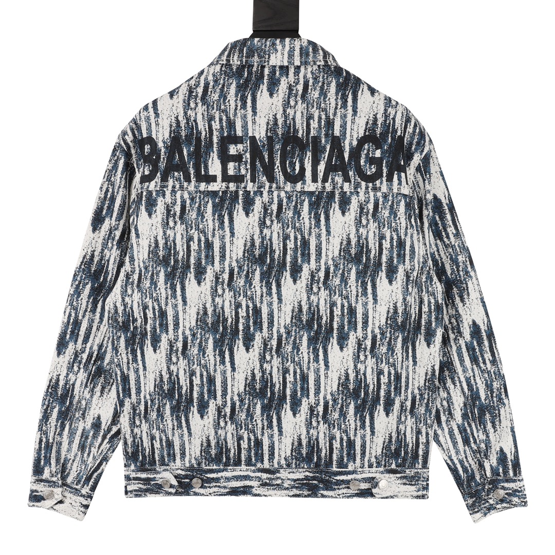 BALENCIAGA/巴黎世家 扎染背后字母牛仔外套