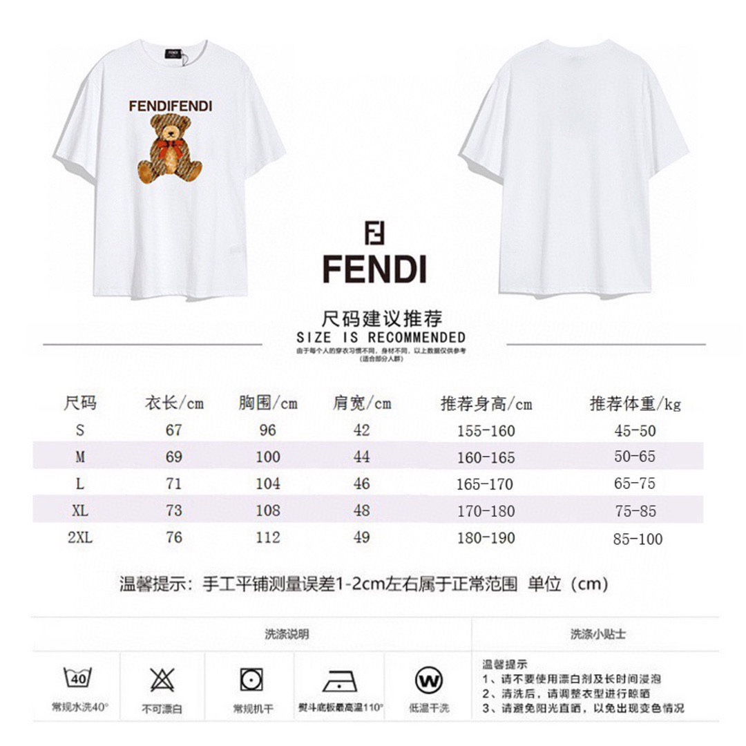 Fendi Roupa Camiseta Impressão Manga Curta