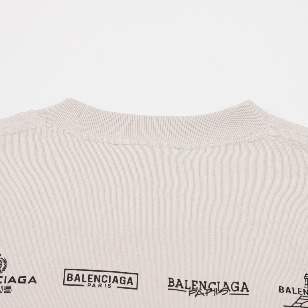 160 Balenciaga/巴黎世家 多国语言印花圆领T恤