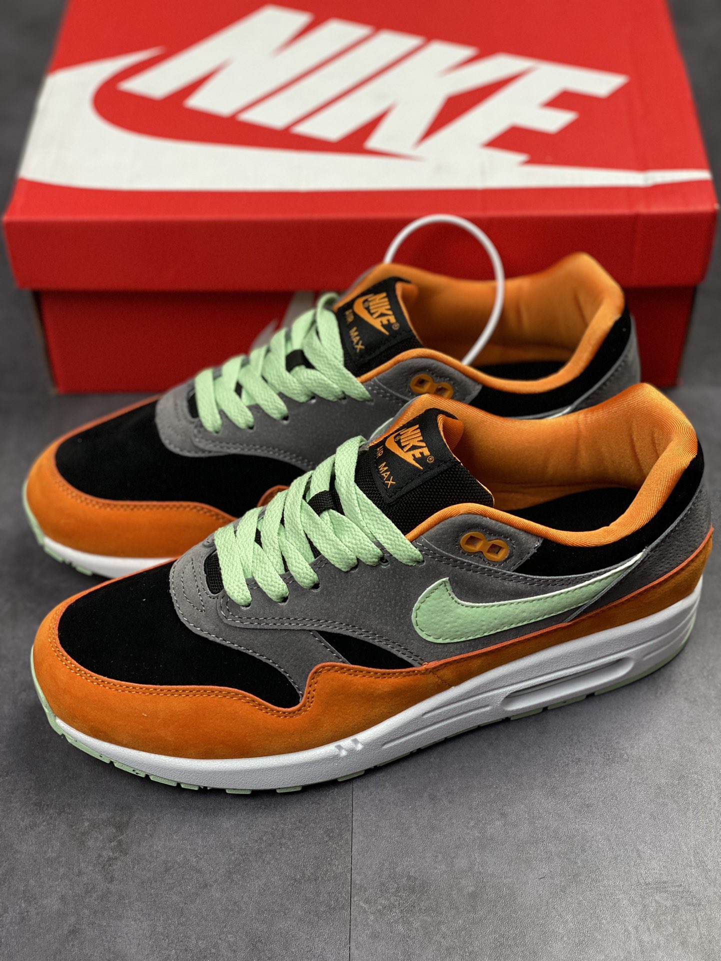 Nike Air Max 1 PRM black brown green retro casual running shoes DZ0482-001