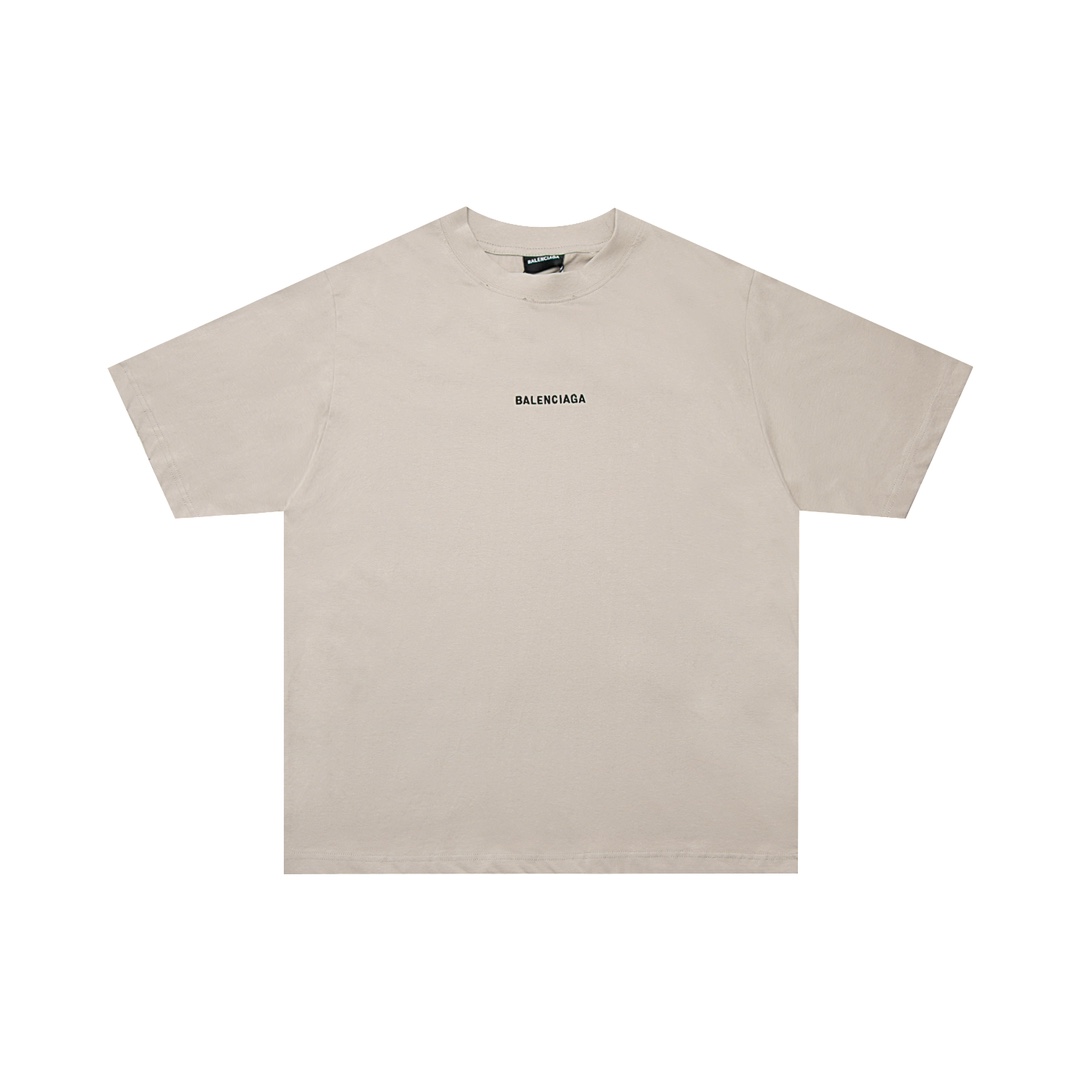 Balenciaga Clothing T-Shirt Apricot Color Embroidery Unisex Short Sleeve