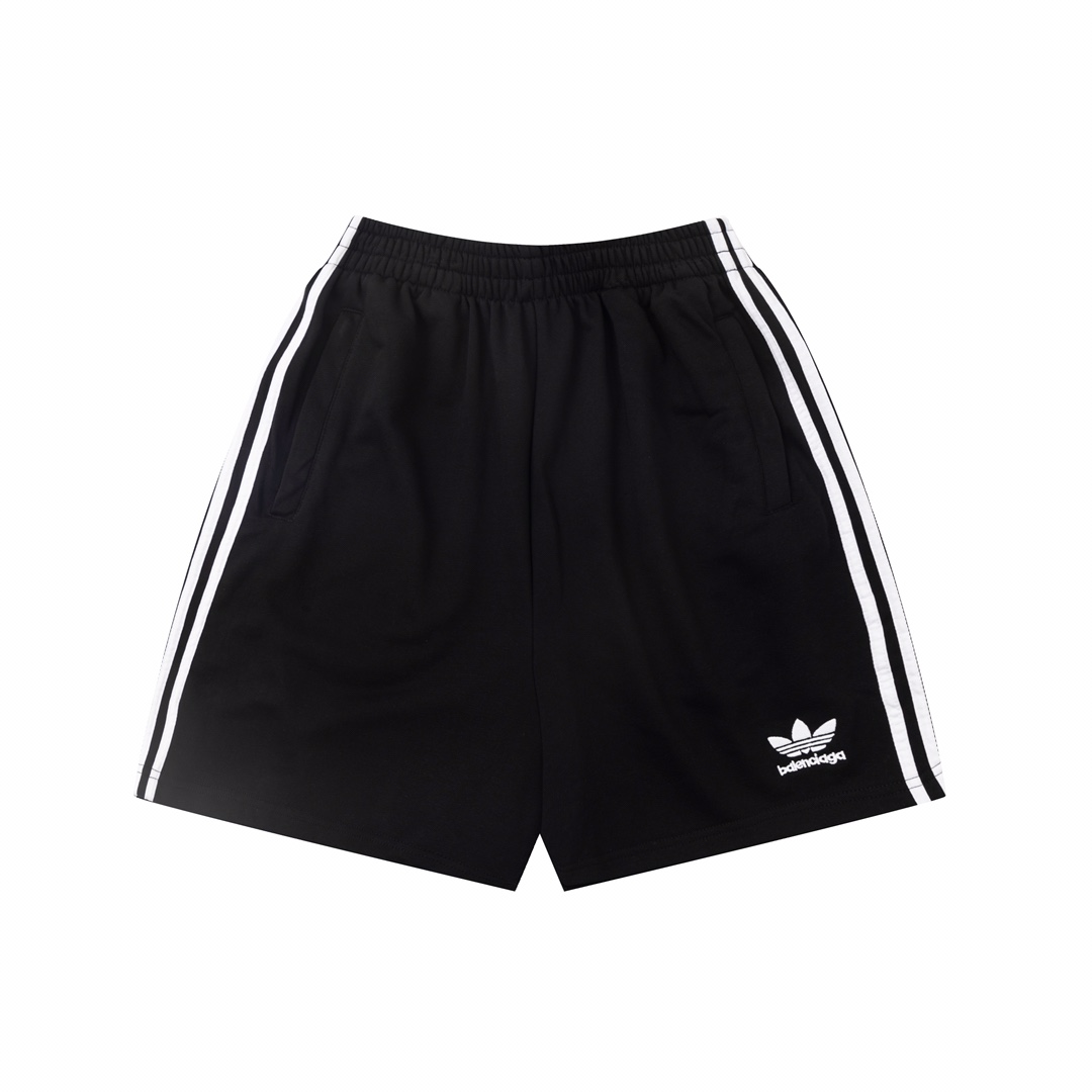 High Quality BAL Paris Co-name Embroidered Shorts with Side-Weave-Laced Logo - 图片 2