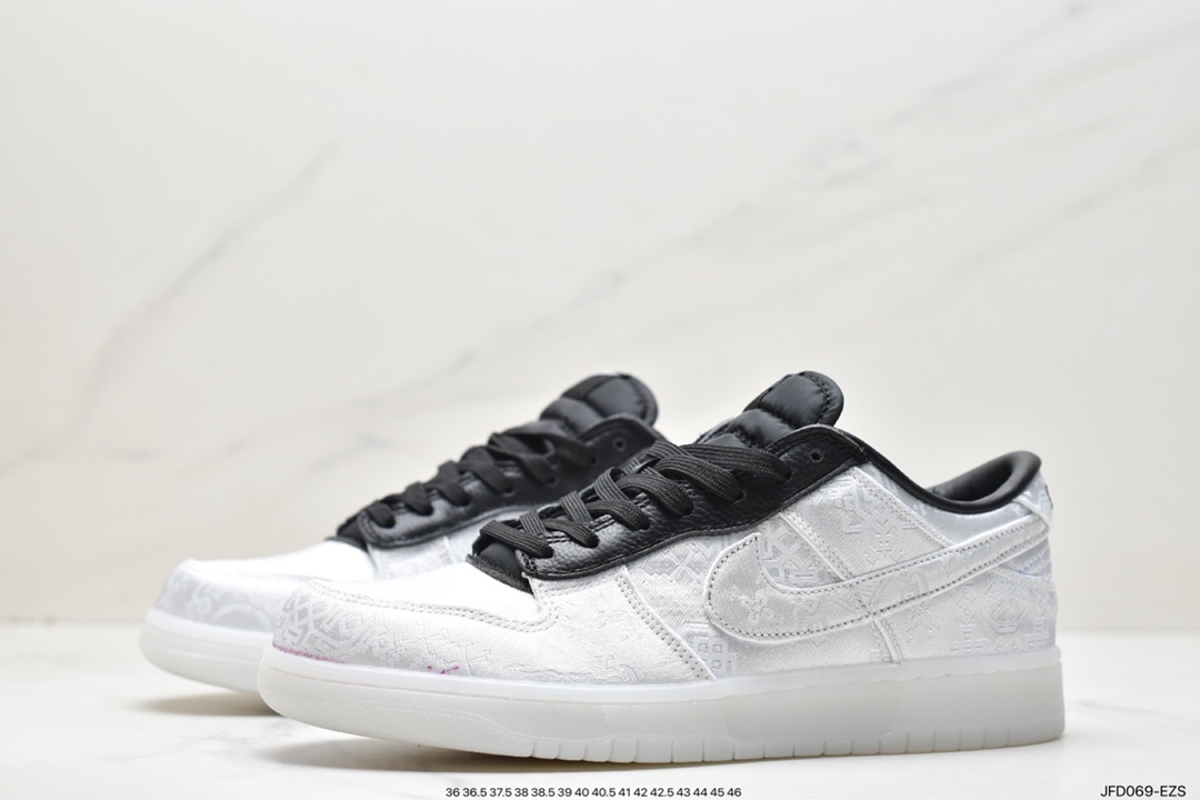 Fragment Design x Clot x Nike SB Dunk Low”20th Anniversary/White Silk”扣篮FN0315-110