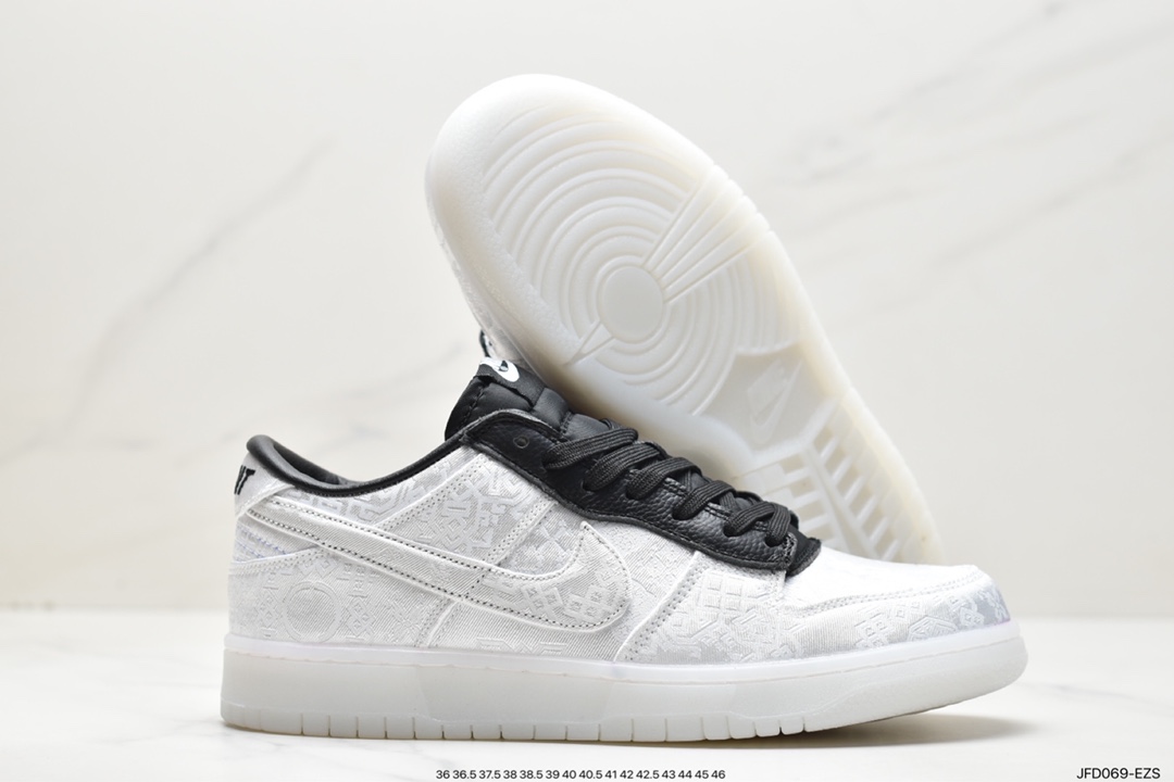 Fragment Design x Clot x Nike SB Dunk Low”20th Anniversary/White Silk”扣篮FN0315-110