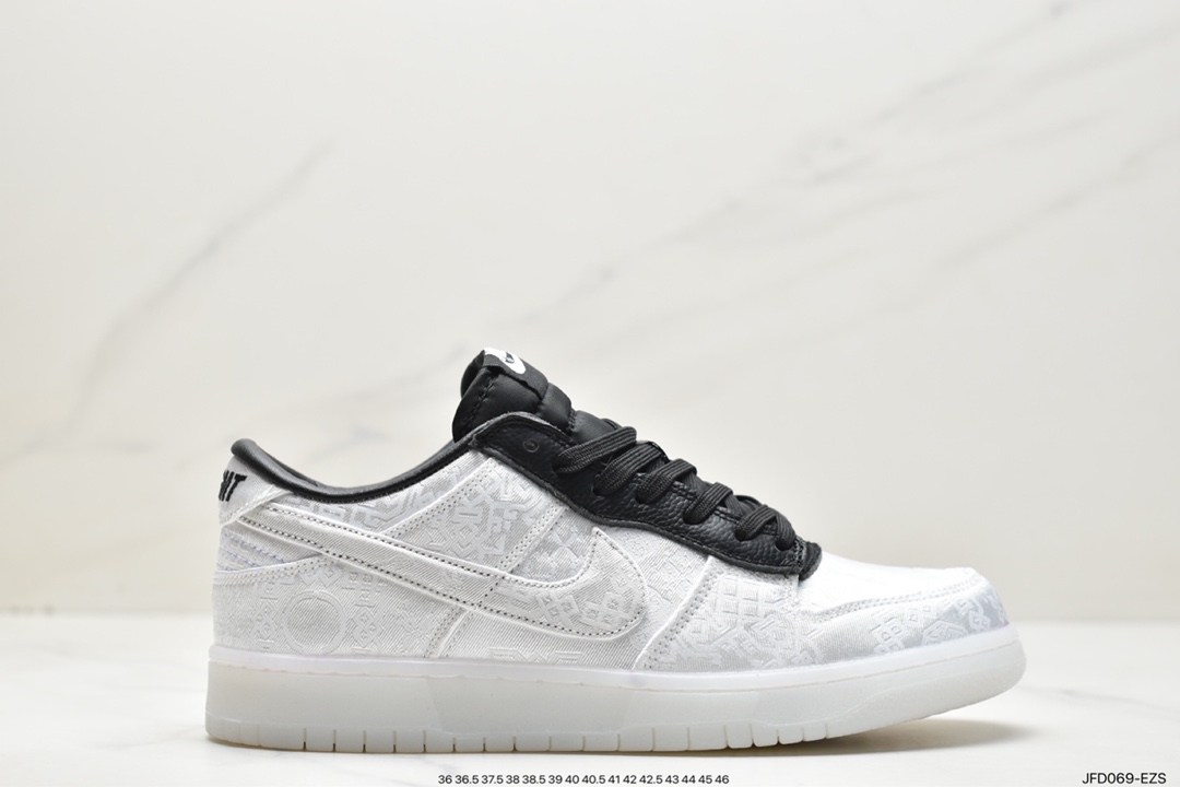 Fragment Design x Clot x Nike SB Dunk Low”20th Anniversary/White Silk”扣篮FN0315-110