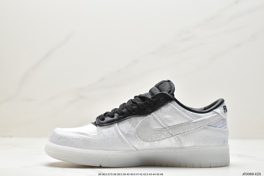 Fragment Design x Clot x Nike SB Dunk Low”20th Anniversary/White Silk”扣篮FN0315-110