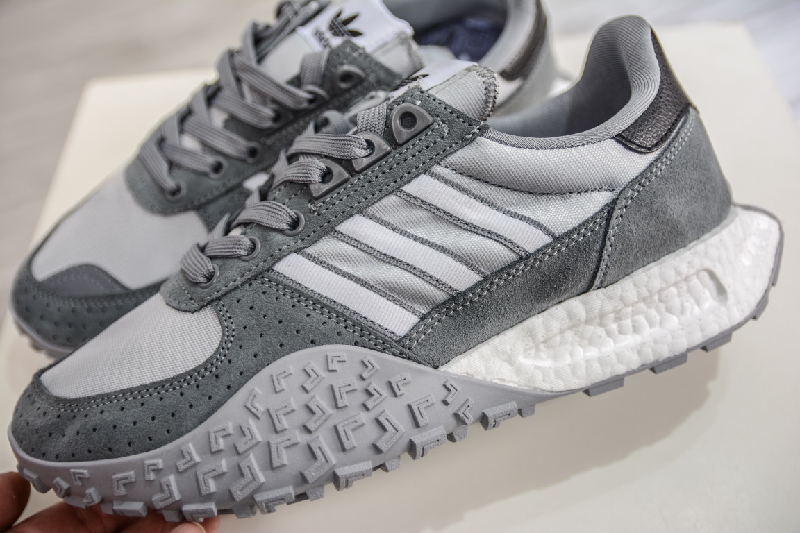 Adidas Originals Retropy E5 gray and white second generation retro sports and casual running shoes HQ1861