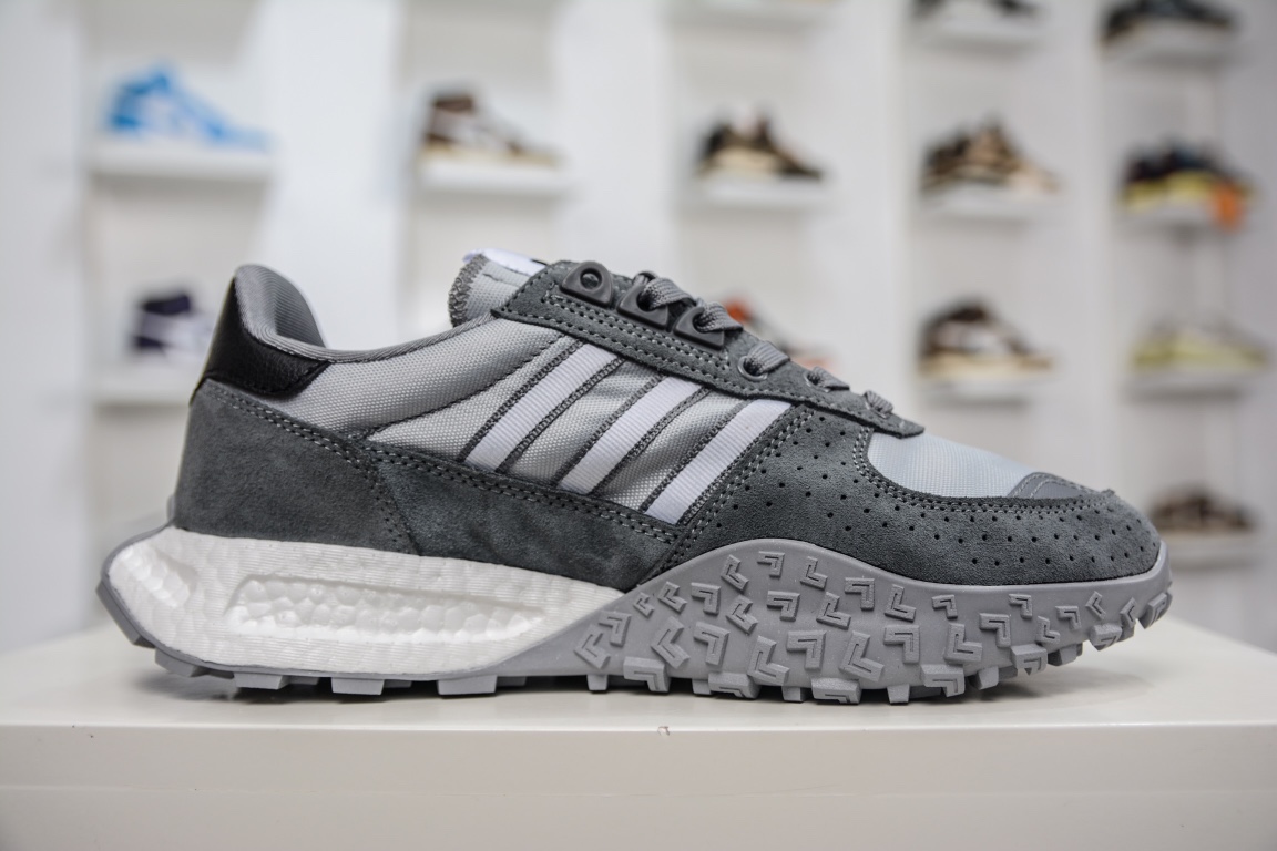 Adidas Originals Retropy E5 gray and white second generation retro sports and casual running shoes HQ1861