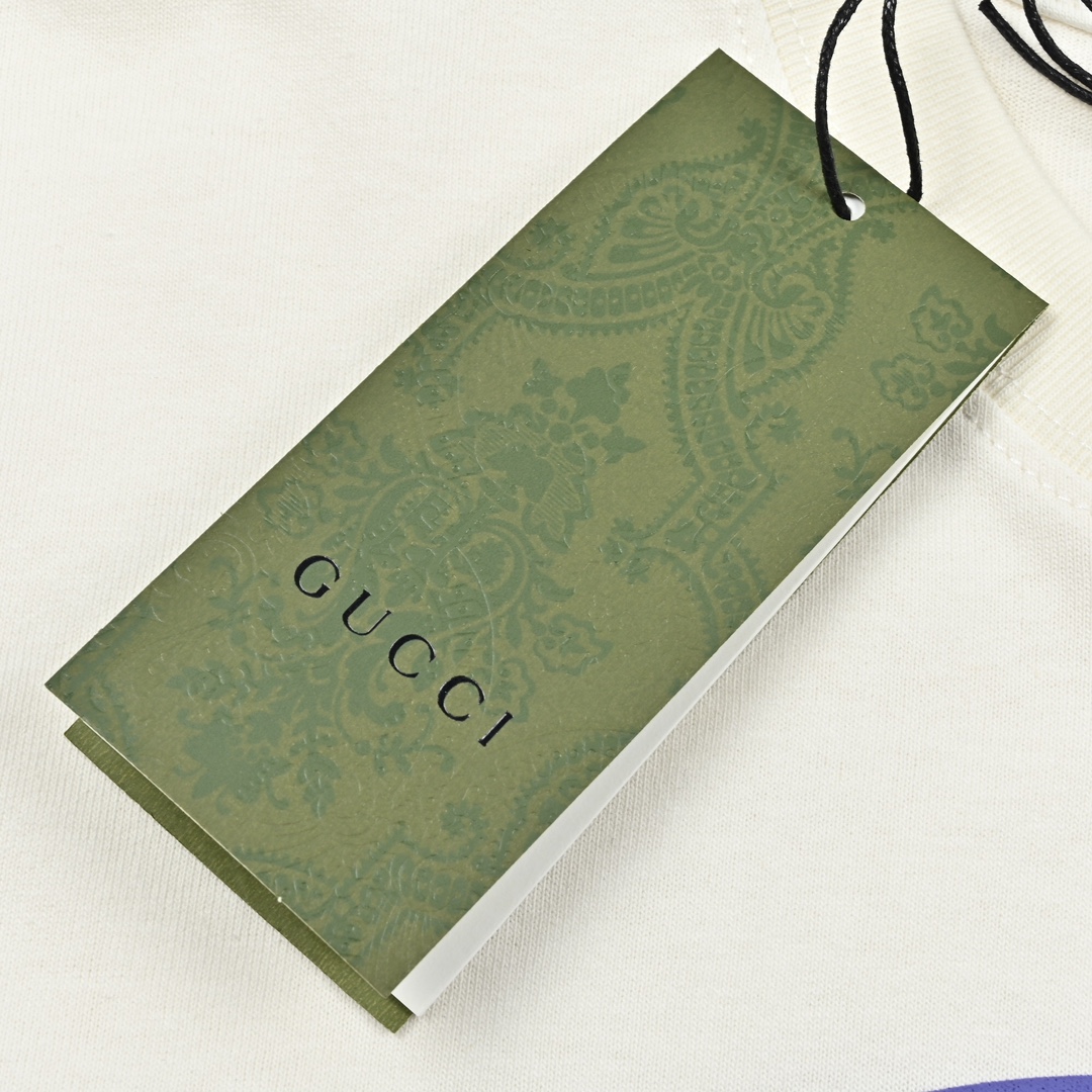 160 GUCCI/古驰 23ss最新款GG互扣式插色印花短袖T恤