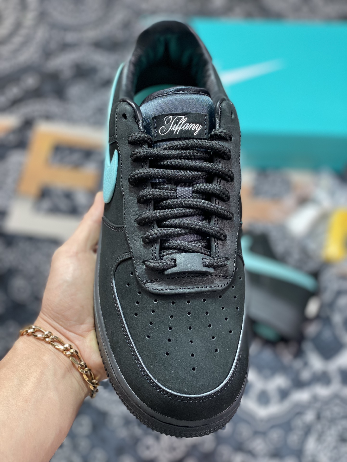 Tiffany & Co. x Nike Air Force 1 Low SP ”1837” Air Force One classic low-top sneakers ”Joint Black Tiffany Blue” DZ1382-001