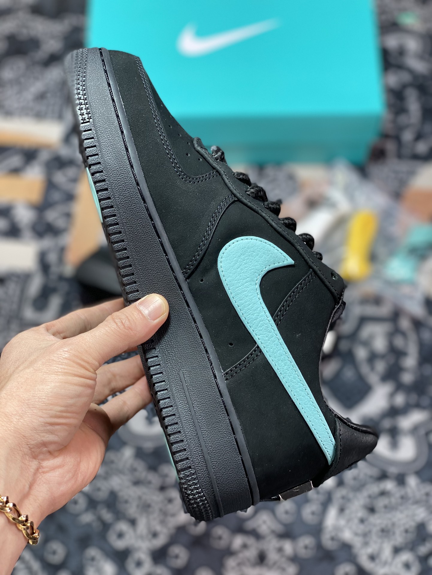 Tiffany & Co. x Nike Air Force 1 Low SP ”1837” Air Force One classic low-top sneakers ”Joint Black Tiffany Blue” DZ1382-001