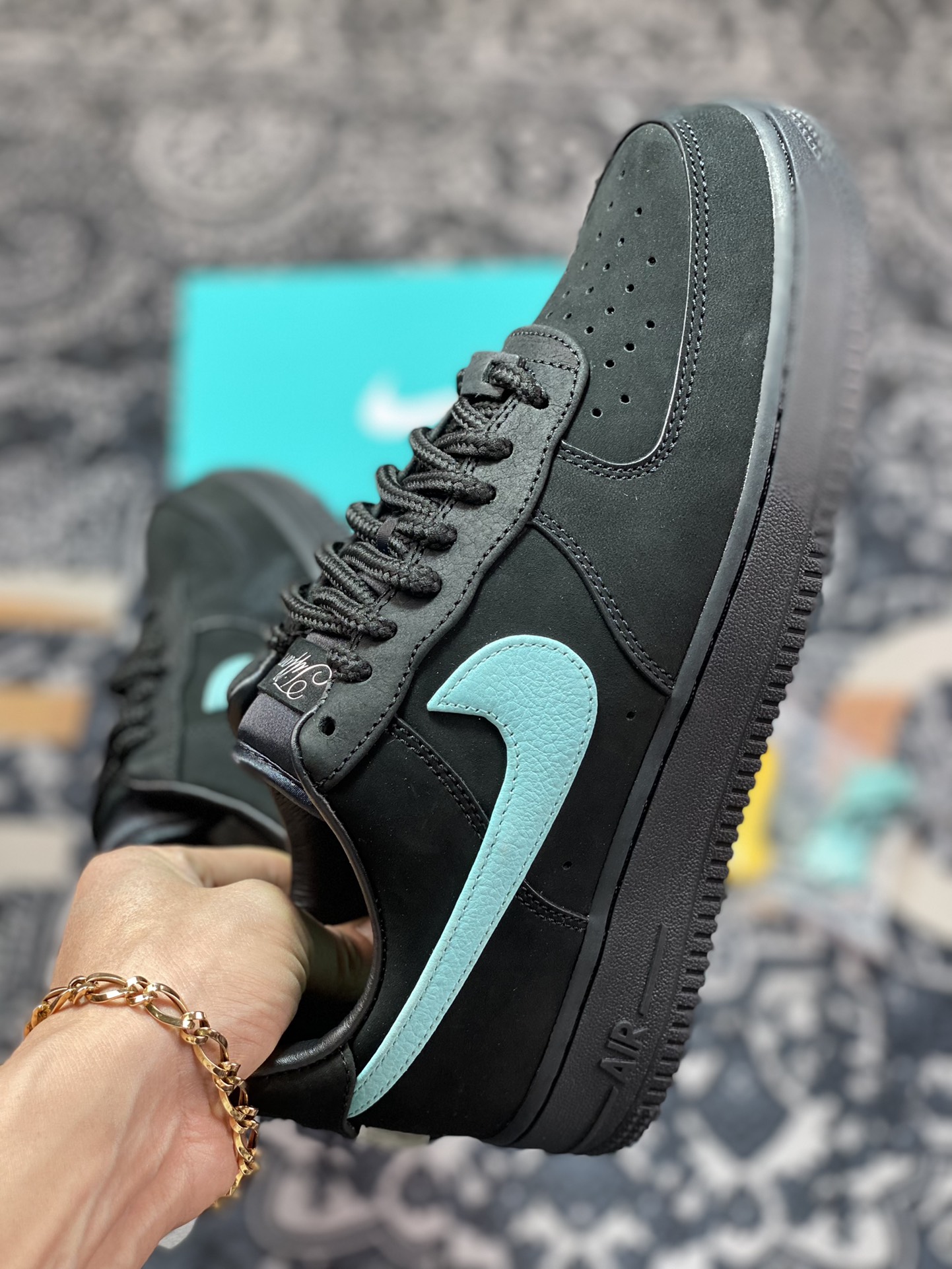 Tiffany & Co. x Nike Air Force 1 Low SP ”1837” Air Force One classic low-top sneakers ”Joint Black Tiffany Blue” DZ1382-001