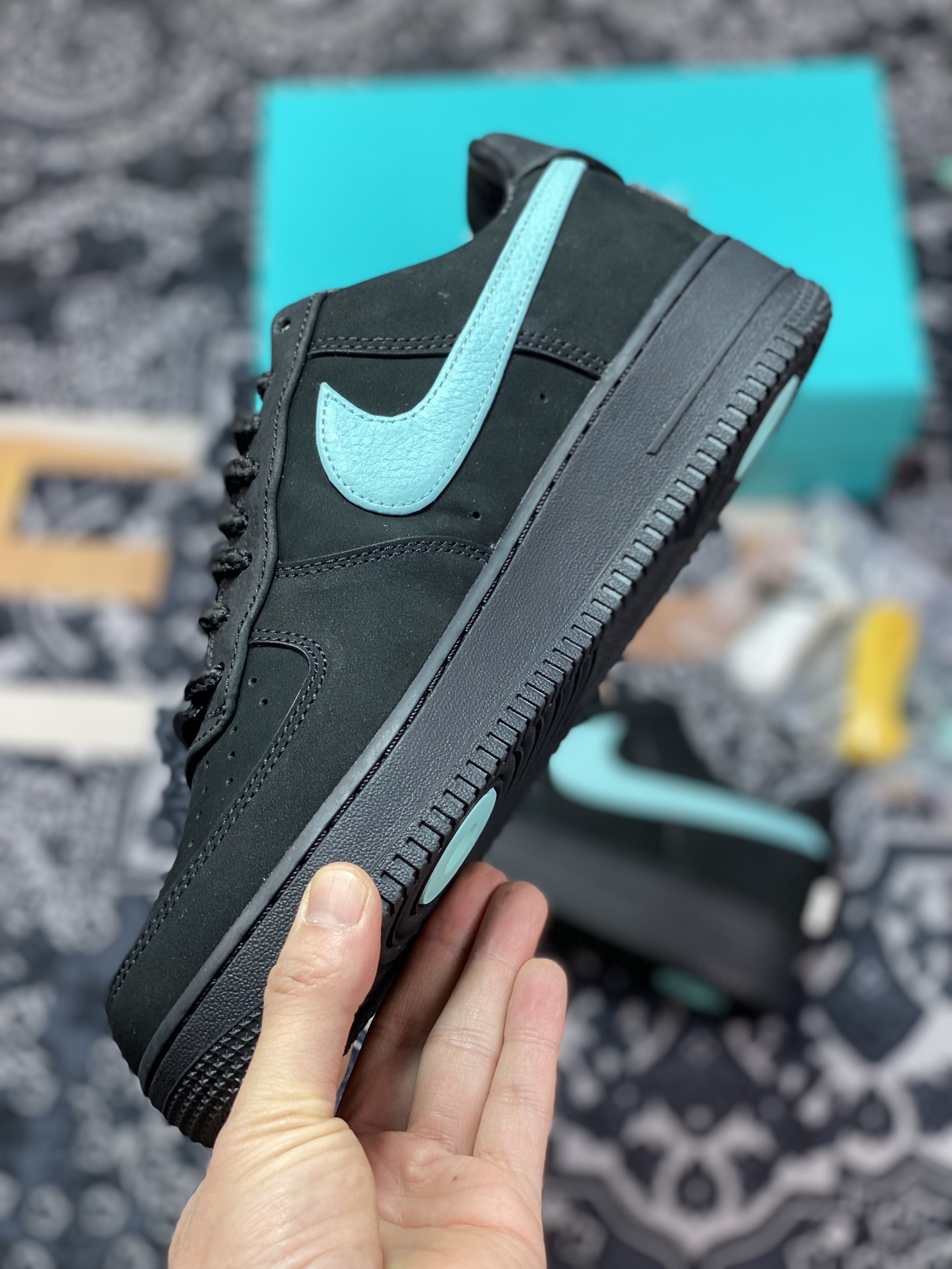 Tiffany & Co. x Nike Air Force 1 Low SP ”1837” Air Force One classic low-top sneakers ”Joint Black Tiffany Blue” DZ1382-001