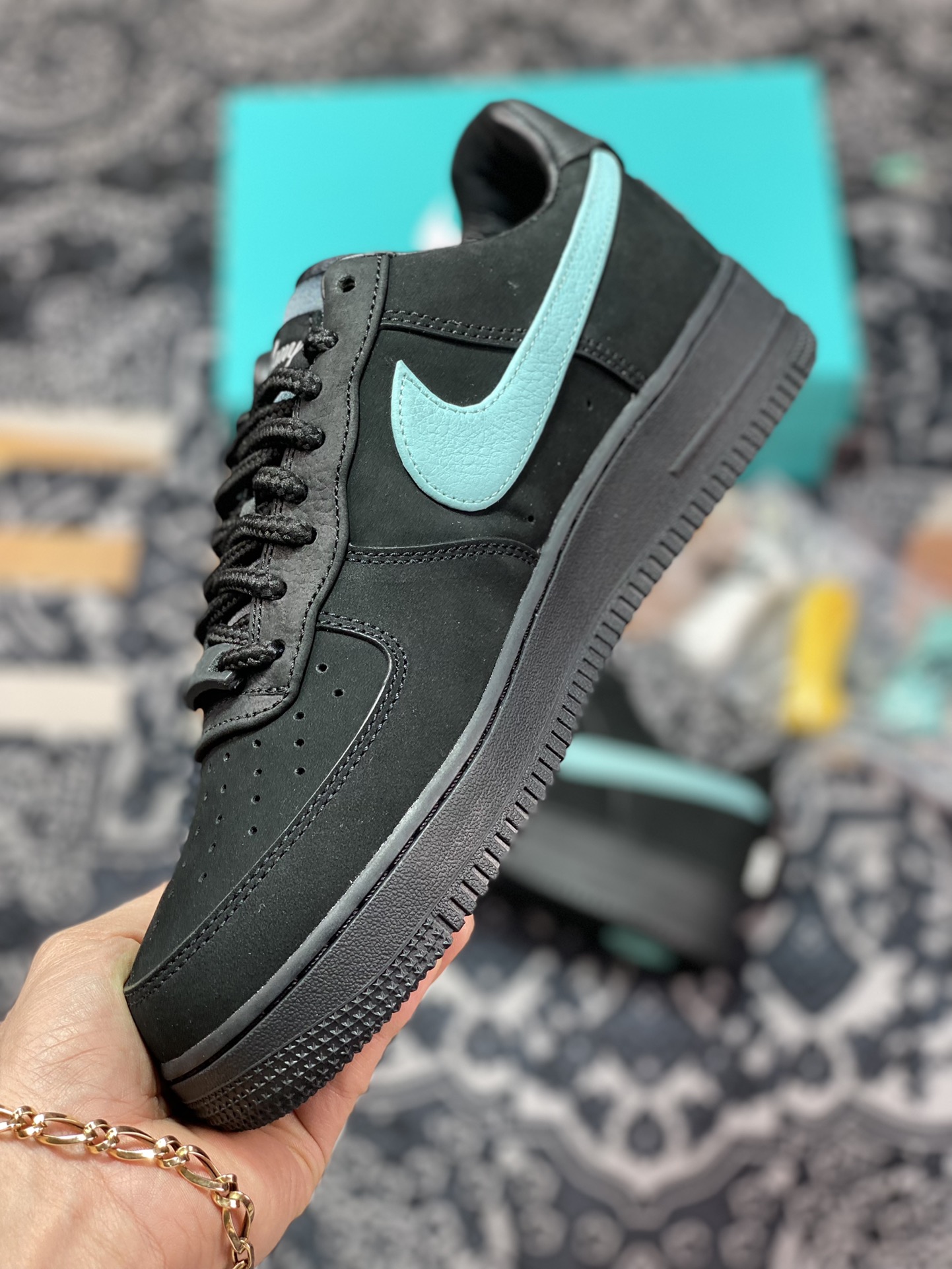 Tiffany & Co. x Nike Air Force 1 Low SP ”1837” Air Force One classic low-top sneakers ”Joint Black Tiffany Blue” DZ1382-001