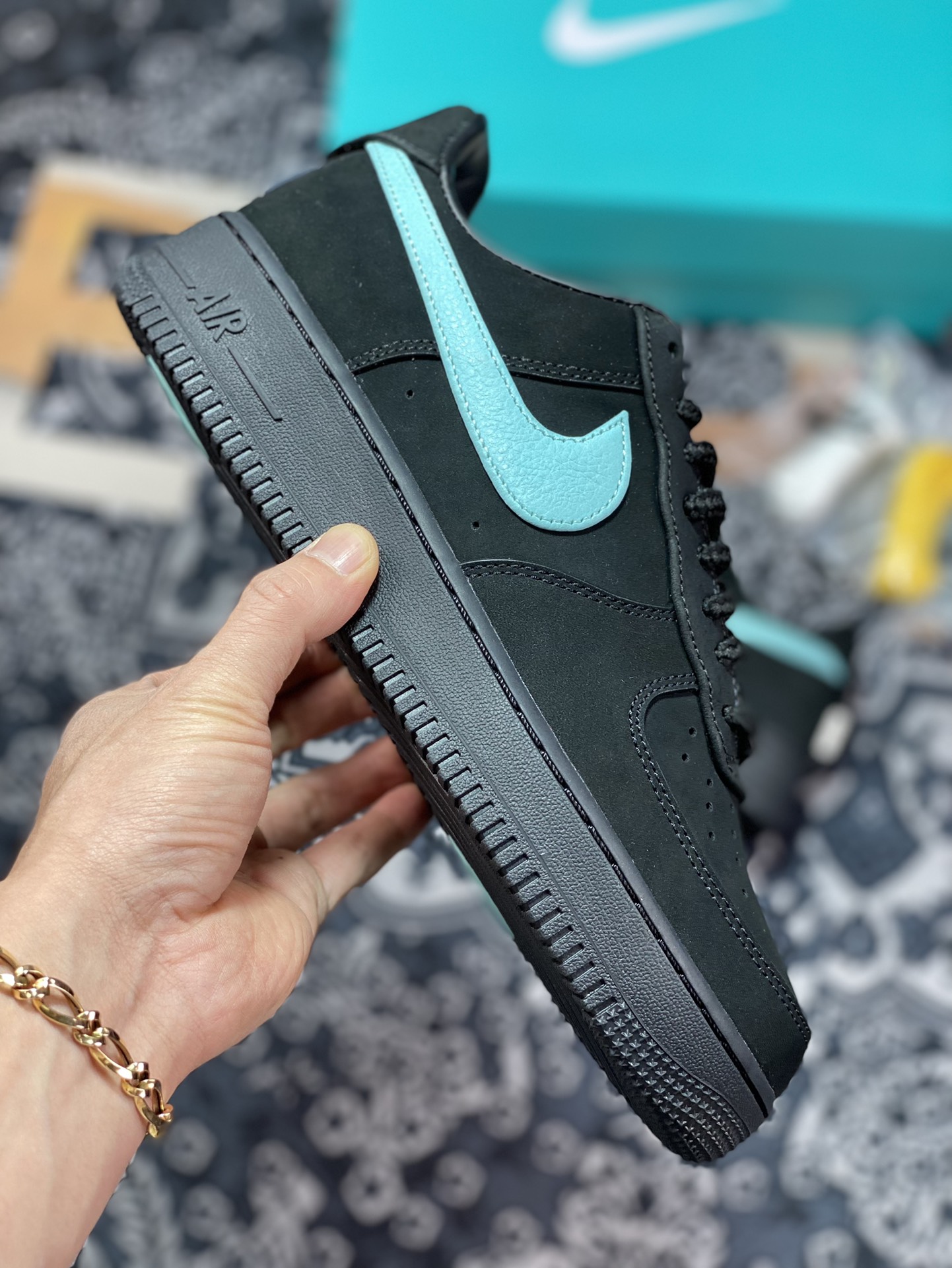 Tiffany & Co. x Nike Air Force 1 Low SP ”1837” Air Force One classic low-top sneakers ”Joint Black Tiffany Blue” DZ1382-001