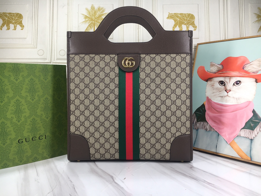 Gucci Ophidia Taschen Handtaschen Tragetaschen Grün Rot Mit Diamanten besetzt Leinwand GG Supreme