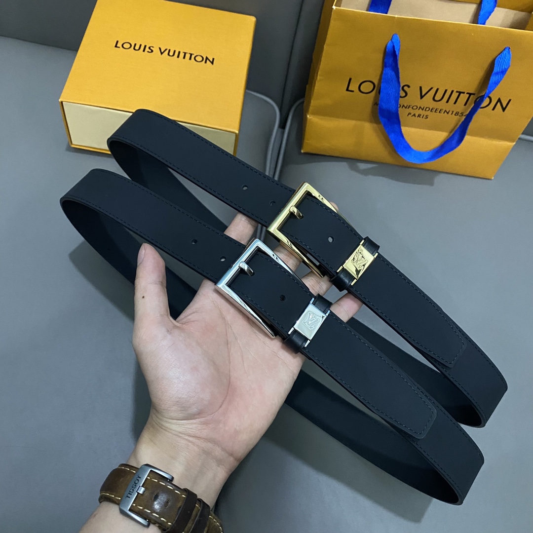 Louis Vuitton Belts Men Calfskin Cowhide