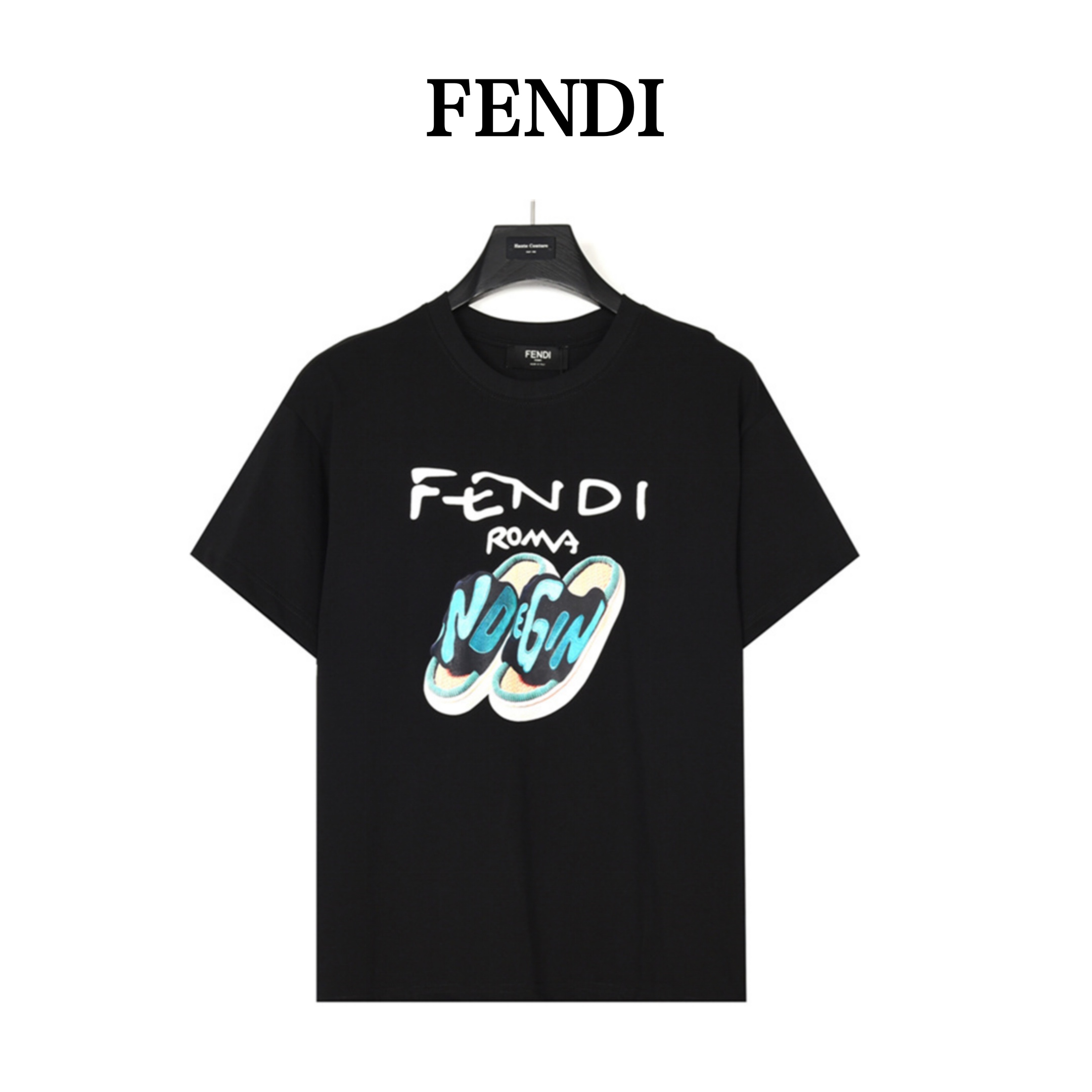 Fendi/芬迪23ss 杨幂同款拖鞋印花短袖T恤