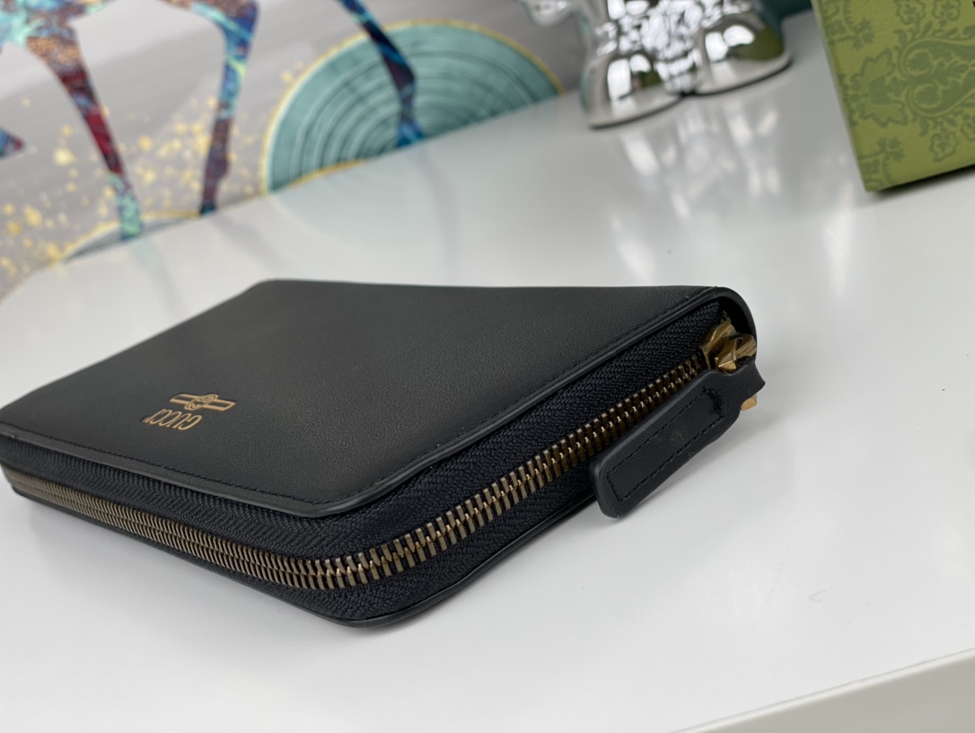 Gucci Zip Around Wallet Black Leather Standard everyday