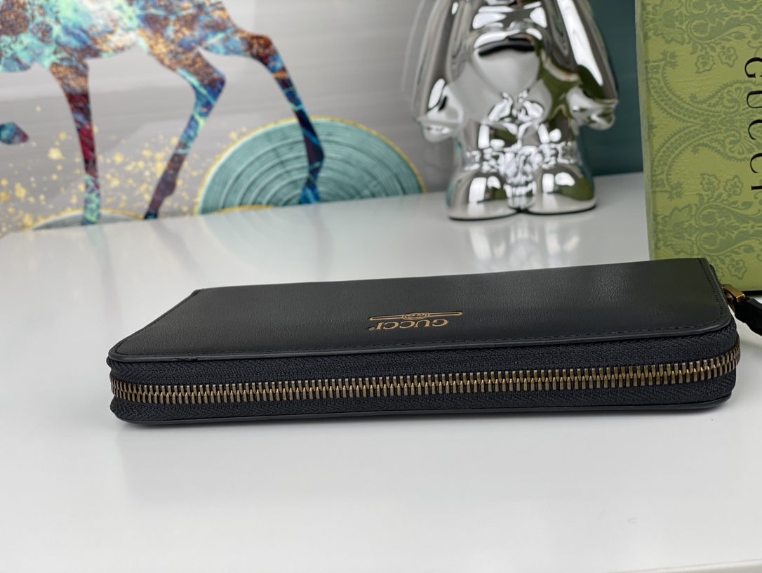 Gucci Zip Around Wallet Black Leather Standard everyday