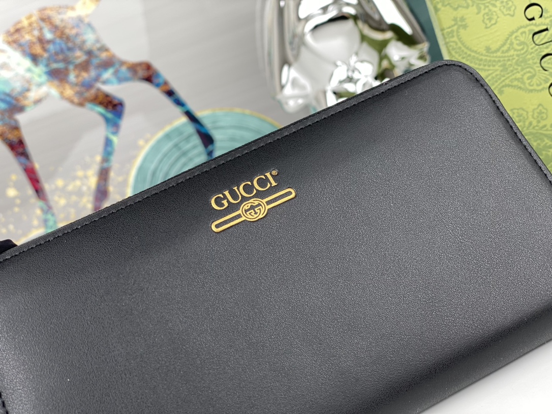 Gucci Zip Around Wallet Black Leather Standard everyday