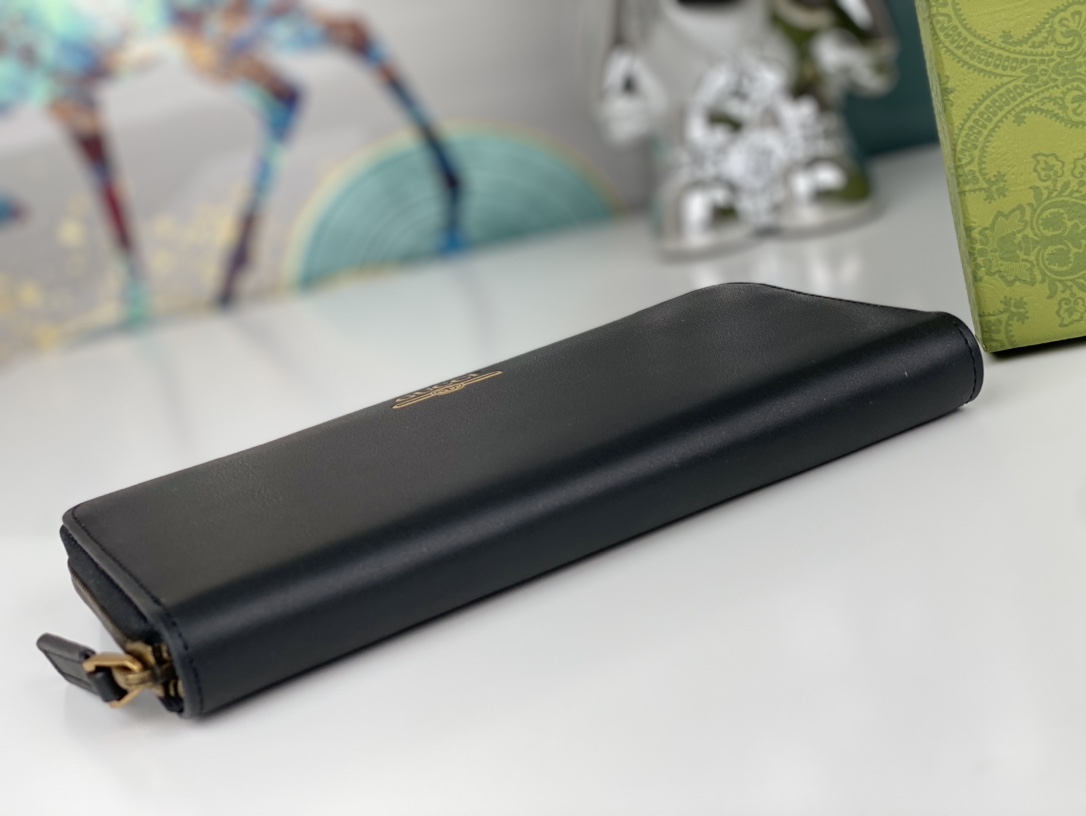Gucci Zip Around Wallet Black Leather Standard everyday