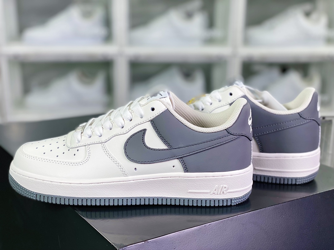 240 Air Sole气垫【耐克Nike】 Air Force 1’07 Low”Beige White/Dark Grey”空军一号“皮革拼接米白奶奶灰”DB3301-022