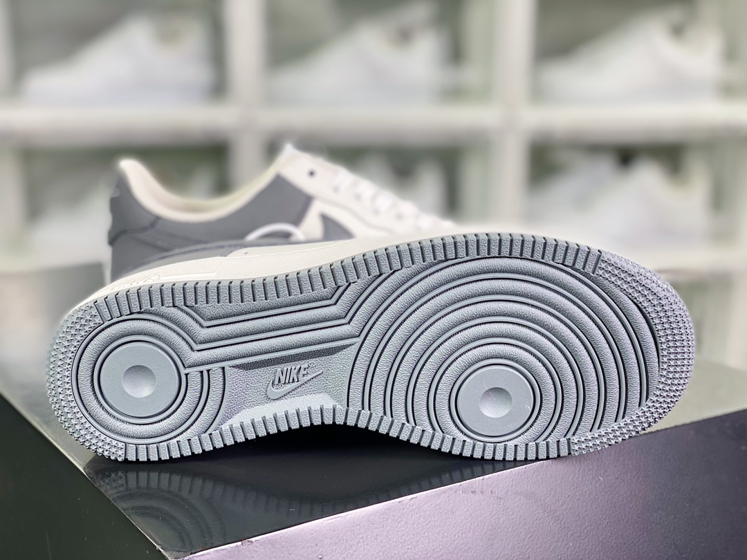 240 Air Sole气垫【耐克Nike】 Air Force 1’07 Low”Beige White/Dark Grey”空军一号“皮革拼接米白奶奶灰”DB3301-022