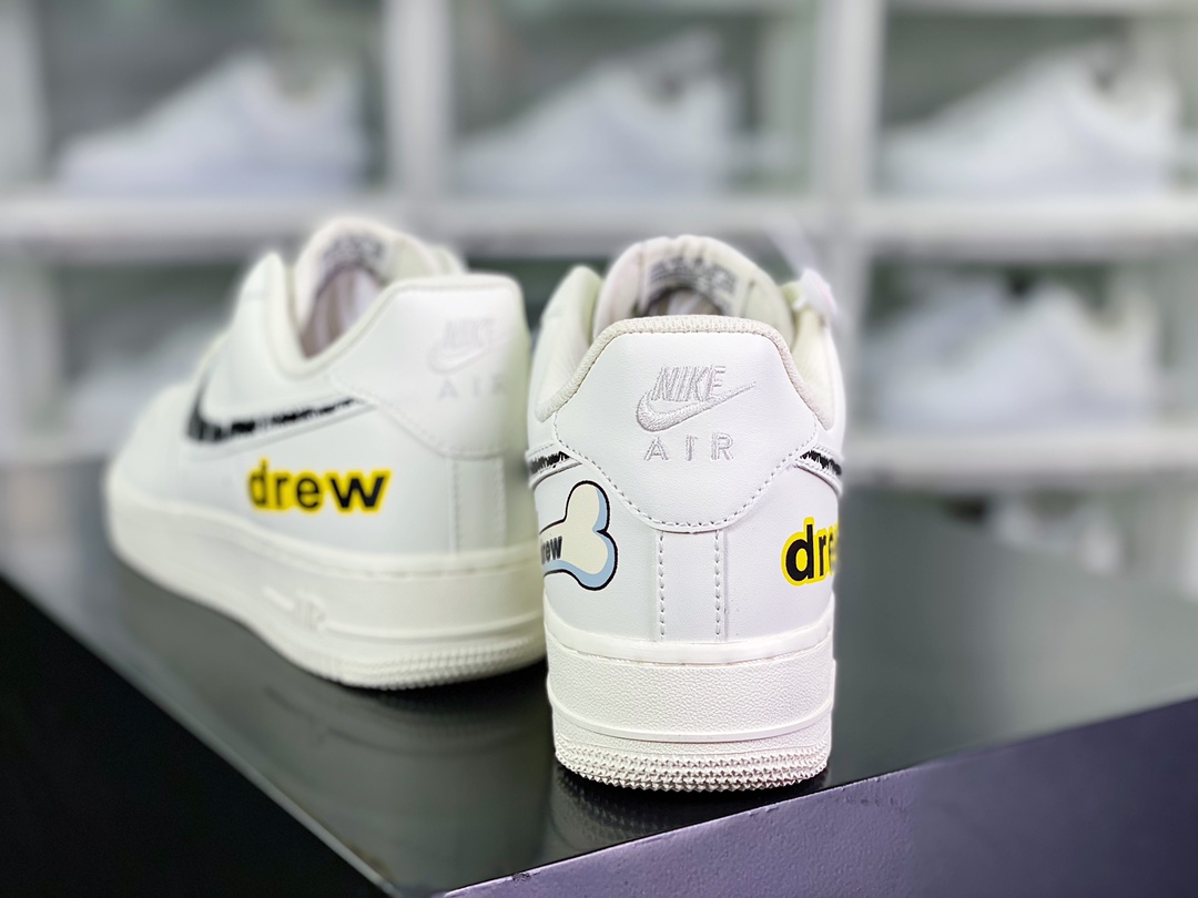 260 Air Force 1'07 Low”White/Blalck/Drew”空军一号“皮革白黑黄Drew涂鸦”CW2288-663