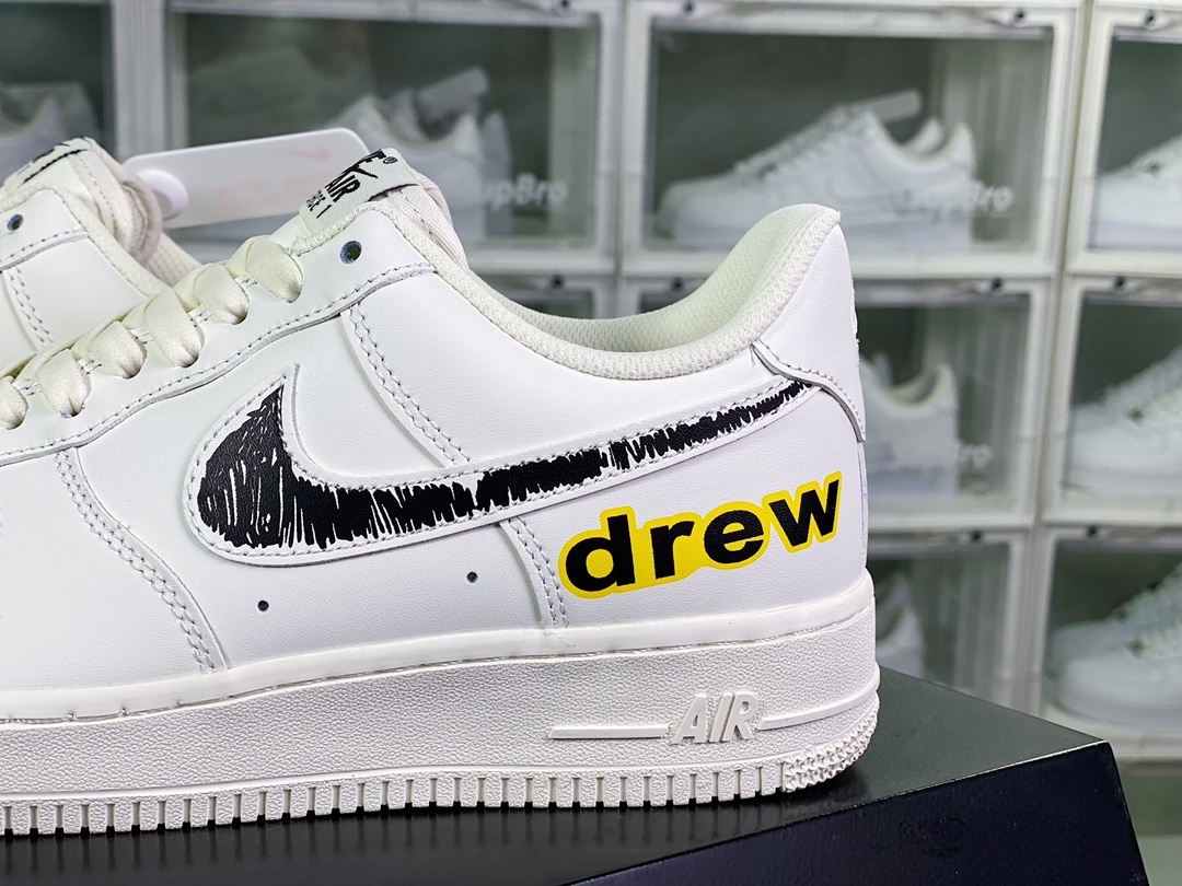 260 Air Force 1'07 Low”White/Blalck/Drew”空军一号“皮革白黑黄Drew涂鸦”CW2288-663