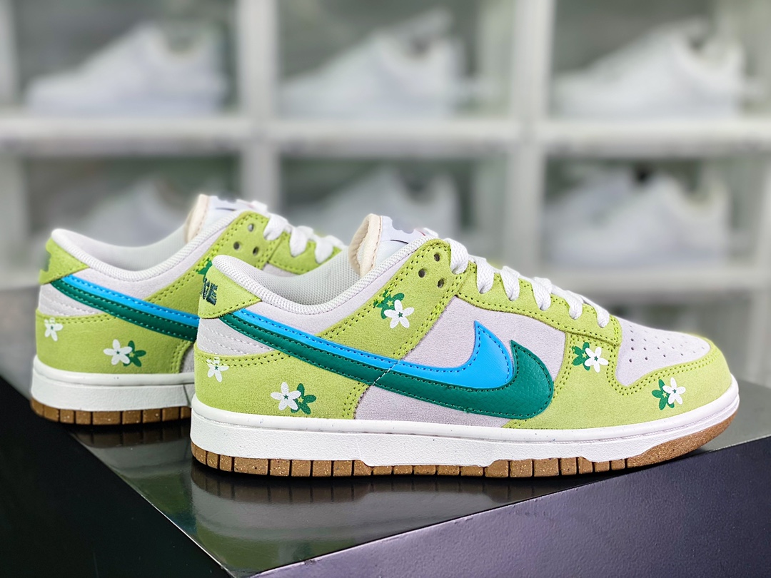 240 SB Dunk Low SE”85 Double Swoosh Green Appl/Flower Blue Grey”扣篮“花朵苹果绿浅灰深绿蓝双钩”DO9457-122