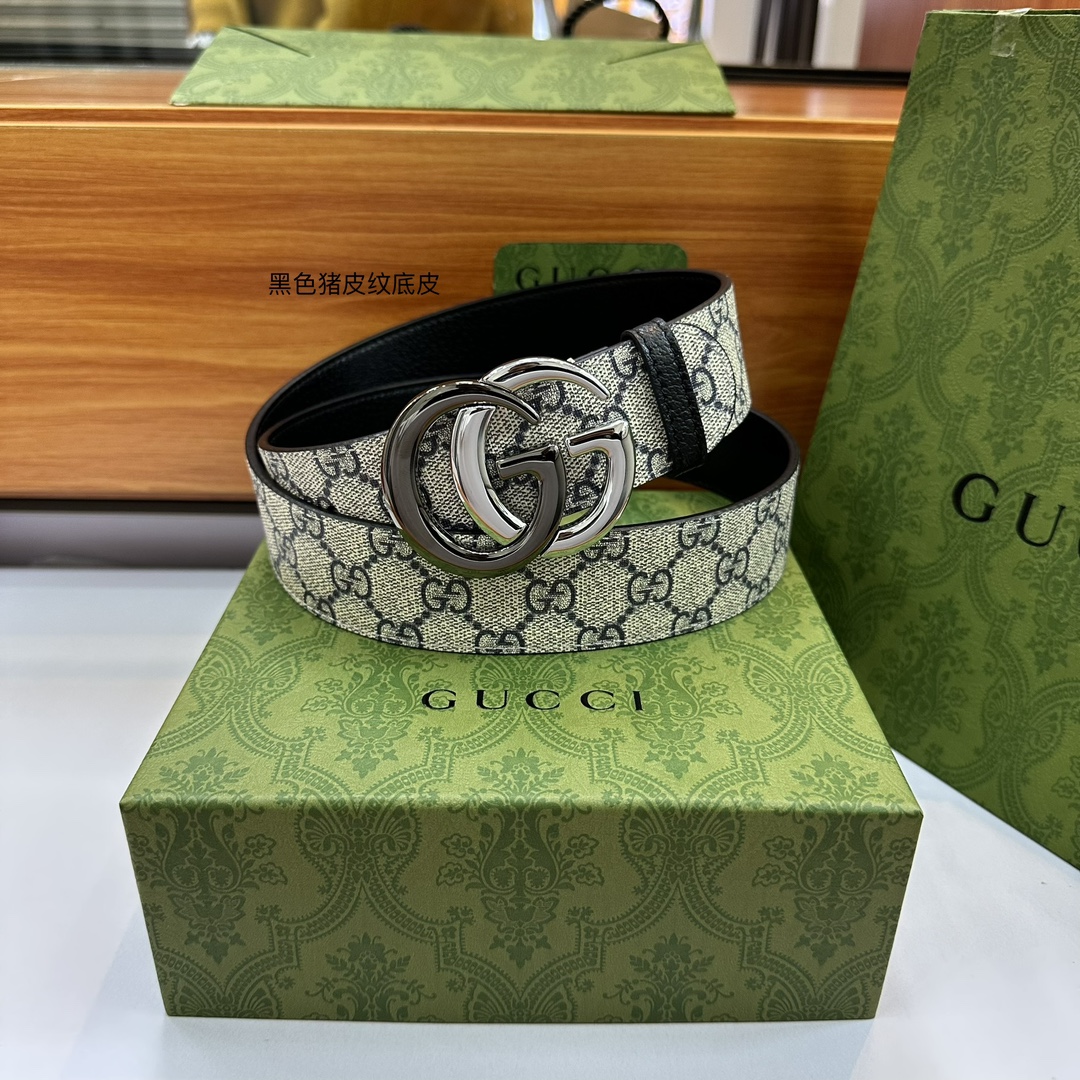 顶级原单复刻配送专柜全套礼盒包装GUCCI.古奇尺寸4.0cm带身釆用防水面料彩印啡色大G标志与啡色野猪