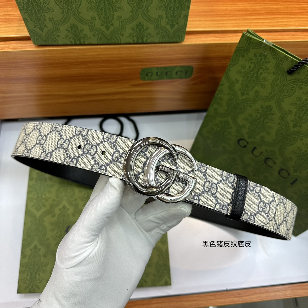 顶级原单复刻配送专柜全套礼盒包装GUCCI.古奇尺寸4.0cm带身釆用防水面料彩印啡色大G标志与啡色野猪