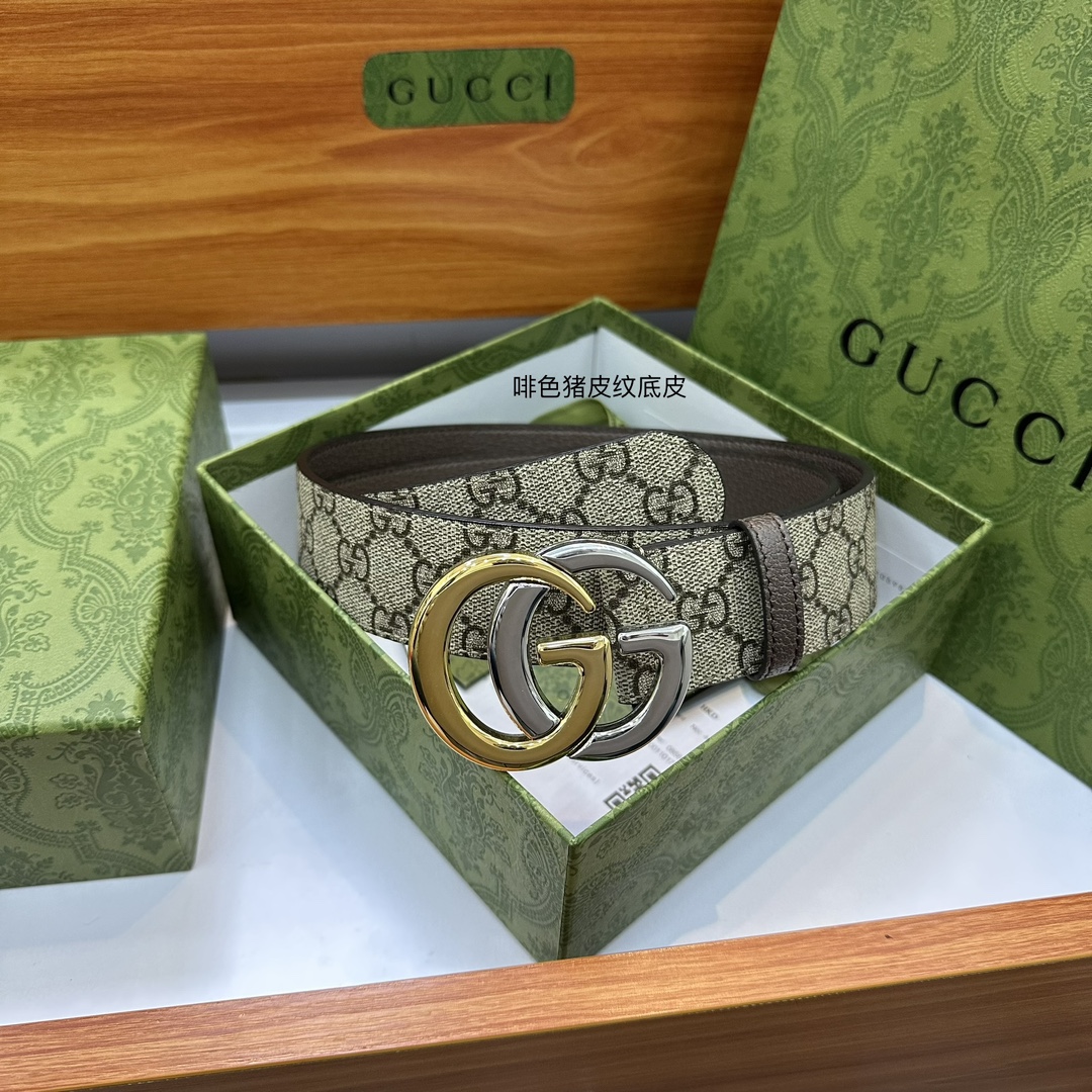 顶级原单复刻配送专柜全套礼盒包装GUCCI.古奇尺寸4.0cm带身釆用防水面料彩印啡色大G标志与啡色野猪