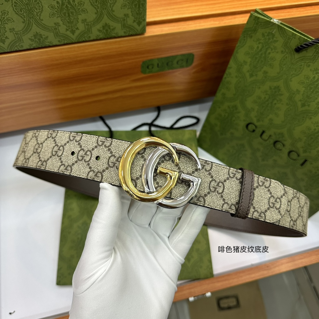 顶级原单复刻配送专柜全套礼盒包装GUCCI.古奇尺寸4.0cm带身釆用防水面料彩印啡色大G标志与啡色野猪