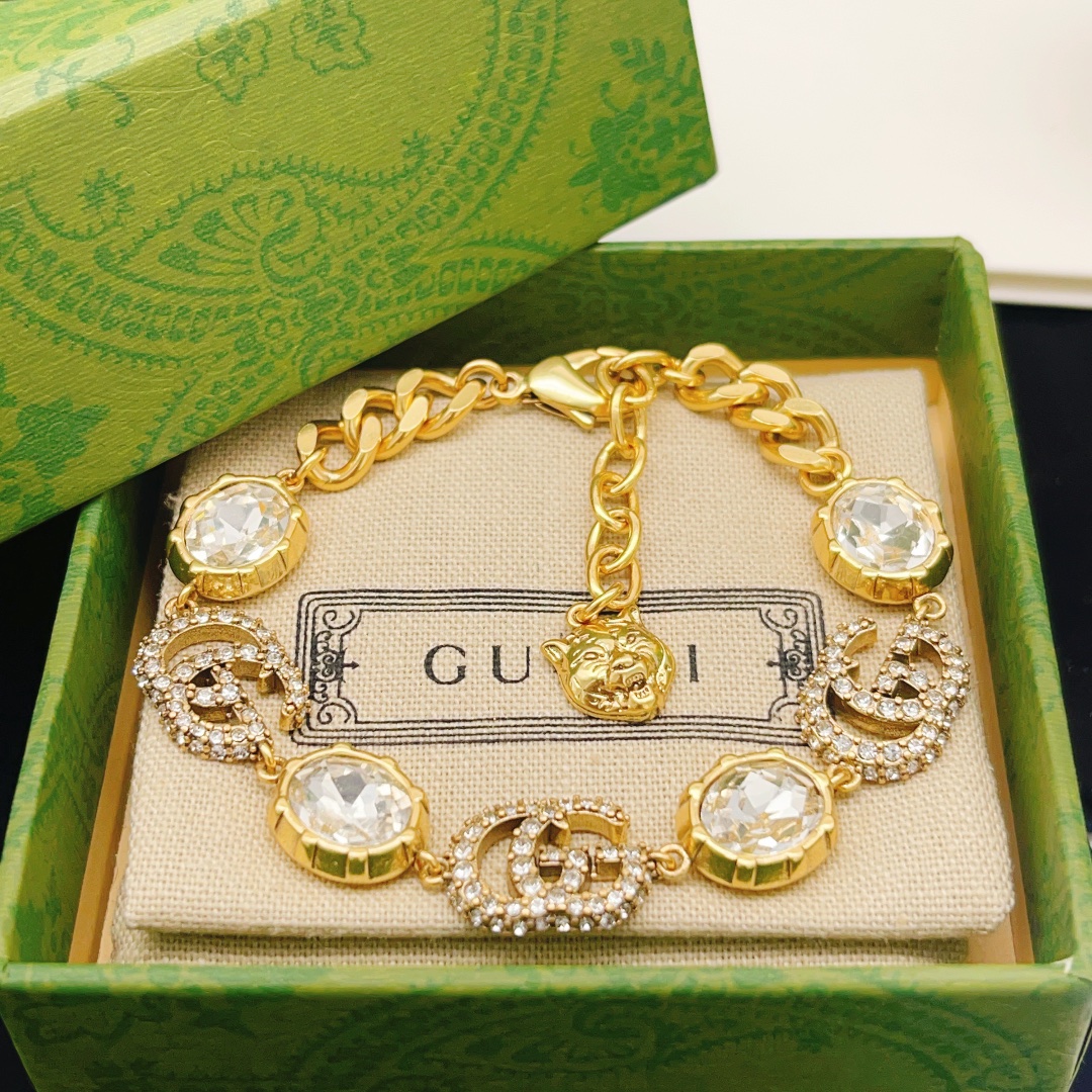Número GSL0030 Gucci pulsera de doble G con diamantes