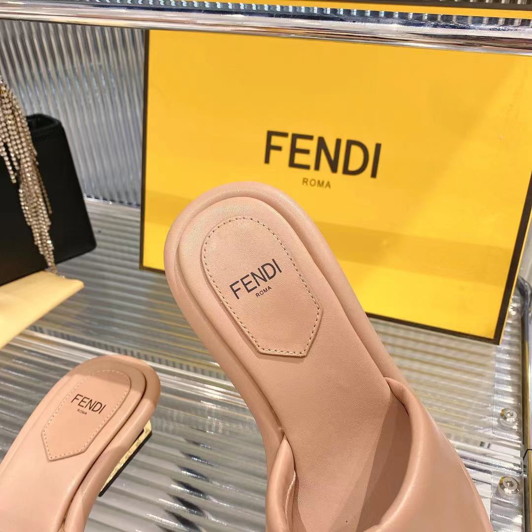 Fendi Water Platform Heeled Leather Sandals Mules Slides Beige 7 i1680014747 1953 5
