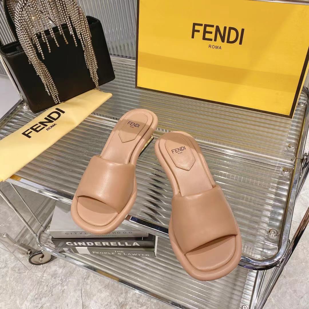 Fendi Water Platform Heeled Leather Sandals Mules Slides Beige 4 i1680014747 329 1