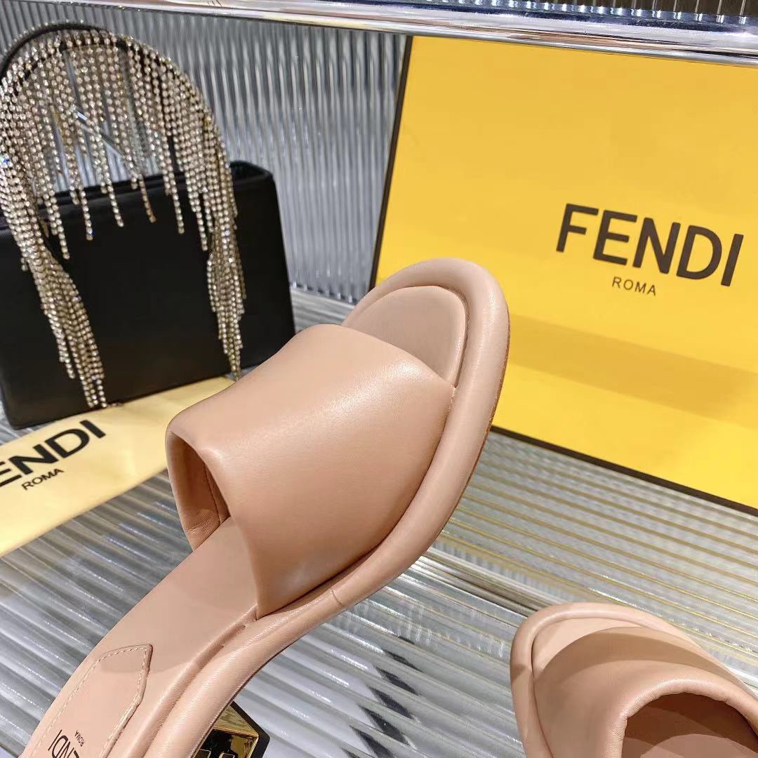 Fendi Water Platform Heeled Leather Sandals Mules Slides Beige 9 i1680014747 3360 7