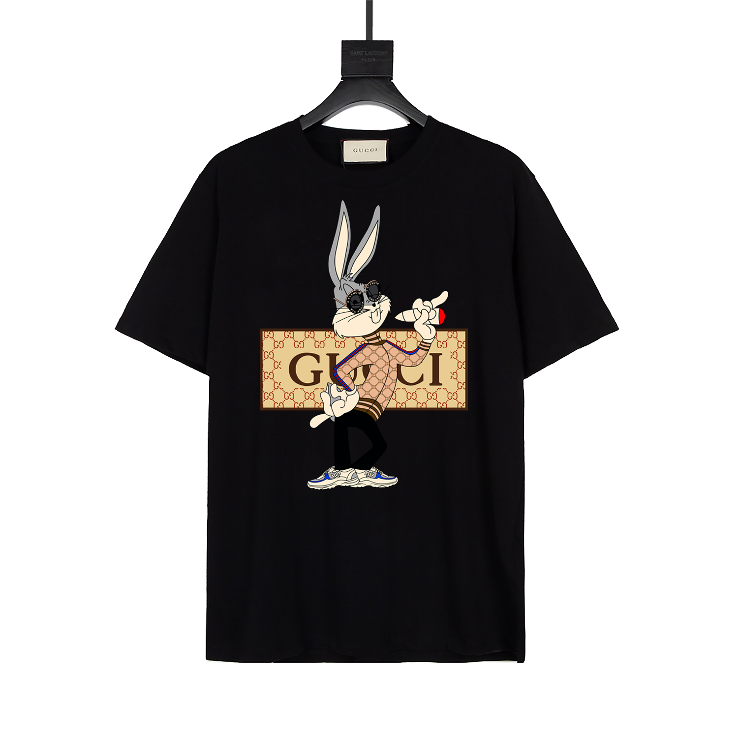Camiseta de manga corta de cuello redondo de la serie de Año Nuevo Chino de Gucci con estampado de conejo, unisex, mism…
