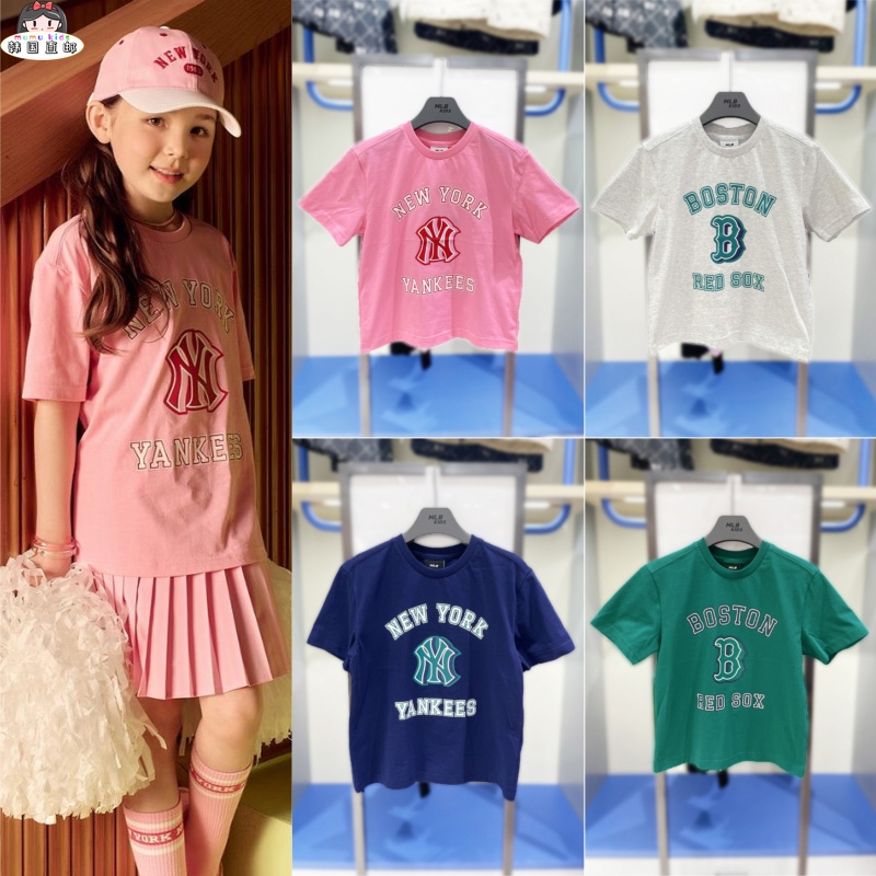 Best Replica New Style
 MLB Clothing T-Shirt Black Green Pink White Printing Kids Cotton Summer Collection Short Sleeve