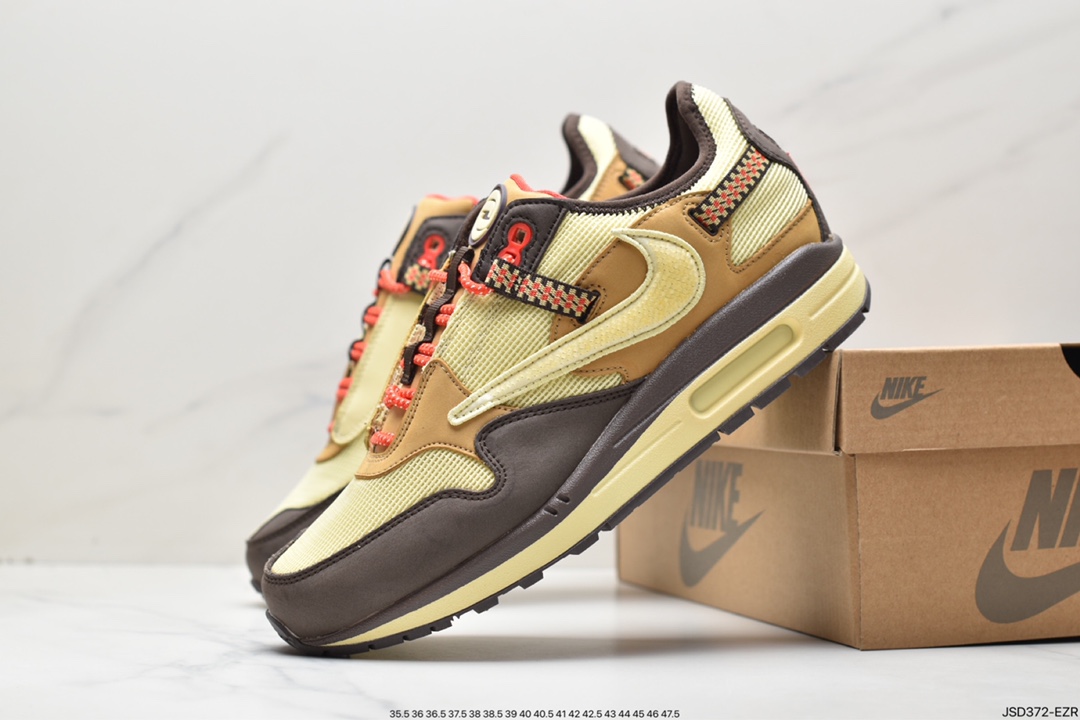 200 Travis Scott x Nike Air Max 1” Wheat/Lemon”改版款低帮“做旧倒钩”DO9392-700