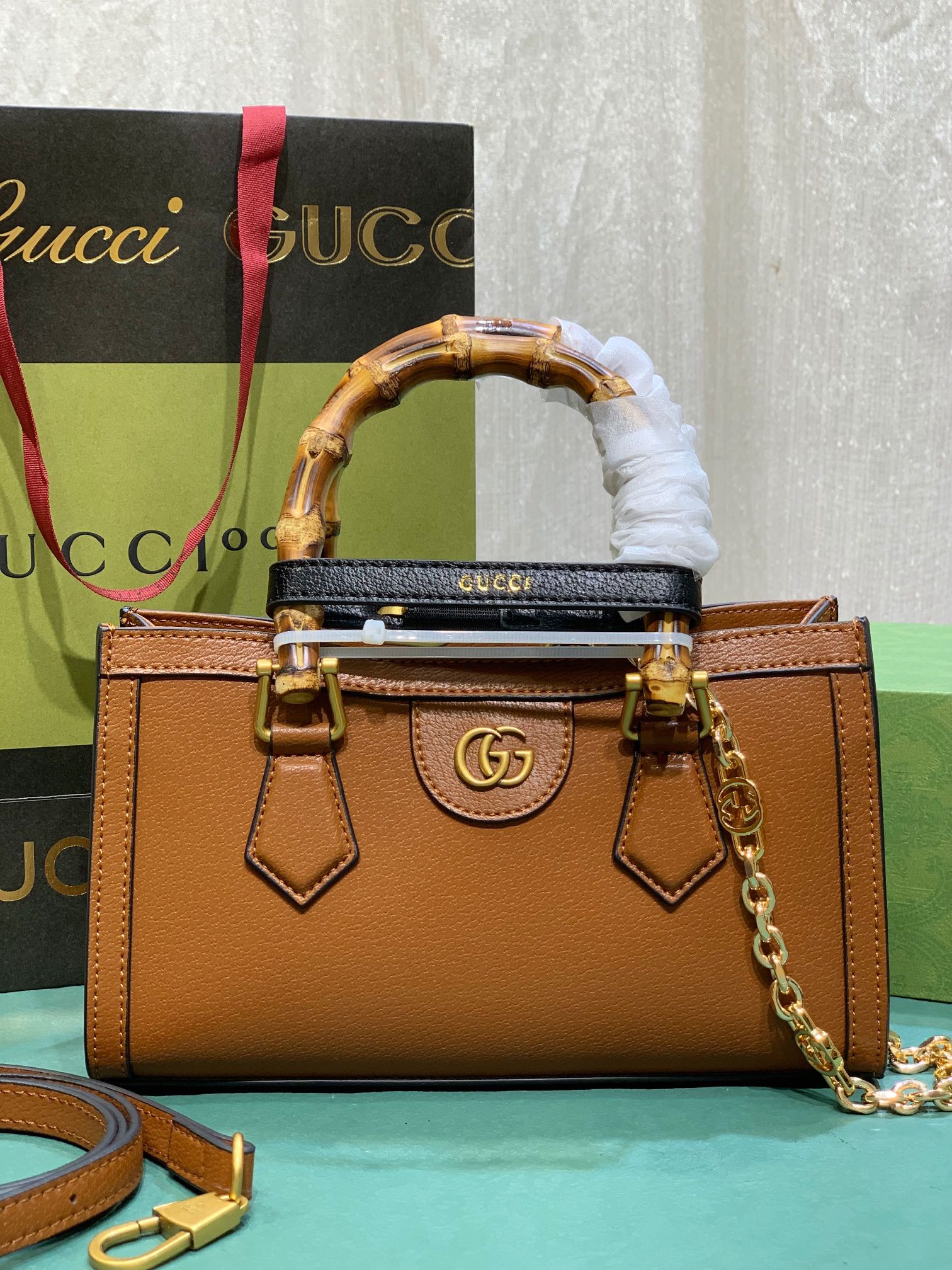 Found Replica
 Gucci Diana Crossbody & Shoulder Bags Brown Gold Pink