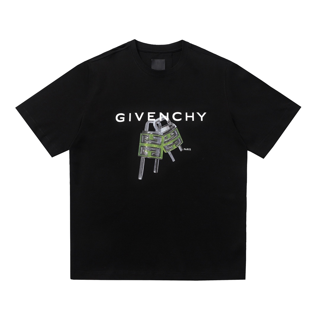 6107---Givenchy GVC nuevo lock-lock espuma blanca spray directo LOGO impreso mangas cortas Tamaño: